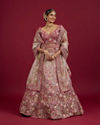 Berry Pink Floral Embroidered Bridal Lehenga